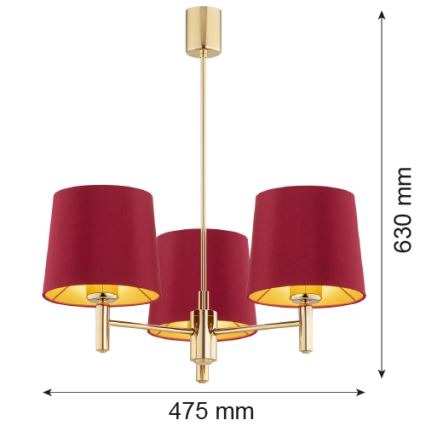 Argon 6266 - Люстра на штанзі PONTE PLUS 3xE27/15W/230V червона