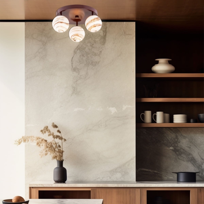 Argon 6292 - Стельовий світильник FABIO 3xE14/7W/230V алебастровий коричневий