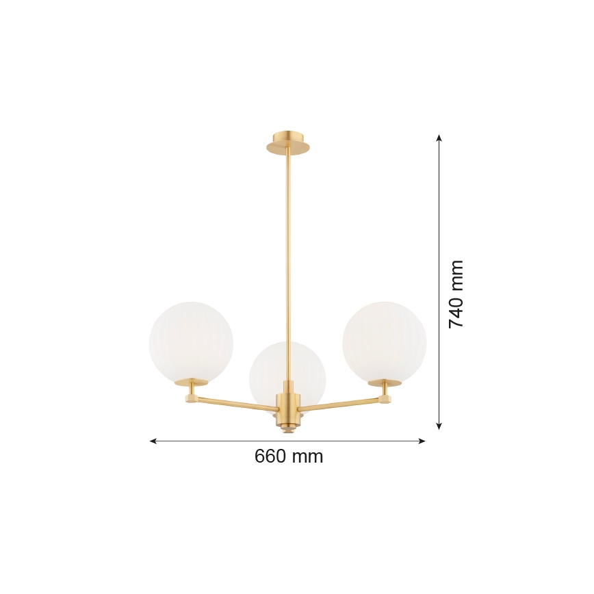 Argon 6307 - Люстра на штанге PALOMA 3xE14/7W/230V золотистый/белый