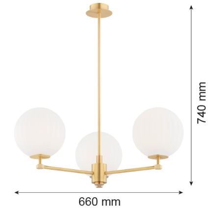 Argon 6307 - Люстра на штанзі PALOMA 3xE14/7W/230V золотий/білий