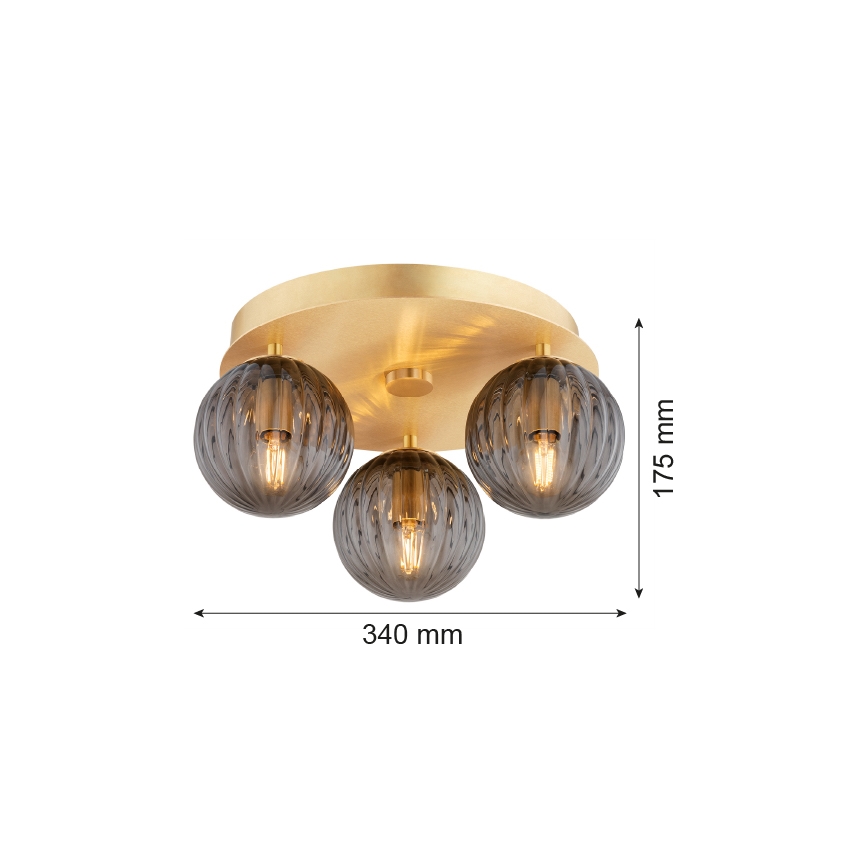 Argon 6308 - Стельовий світильник PALOMA 3xE14/7W/230V золотий/чорний