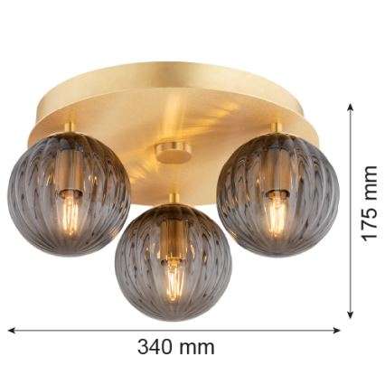Argon 6308 - Стельовий світильник PALOMA 3xE14/7W/230V золотий/чорний