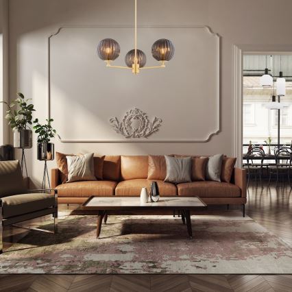 Argon 6310 - Люстра на штанзі PALOMA 3xE14/7W/230V золотий/чорний