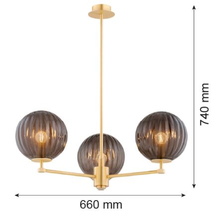 Argon 6310 - Люстра на штанзі PALOMA 3xE14/7W/230V золотий/чорний