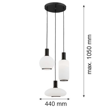 Argon 6323 - Подвесная люстра SAGUNTO PLUS 3xE27/15W/230V черный