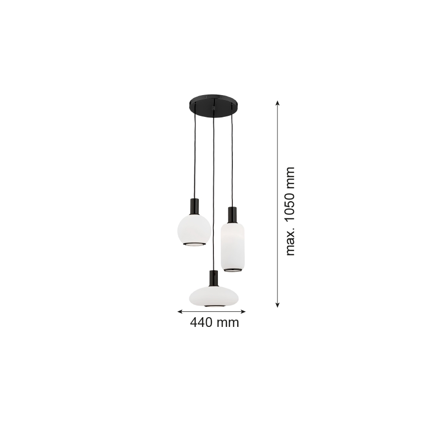 Argon 6323 - Подвесная люстра SAGUNTO PLUS 3xE27/15W/230V черный