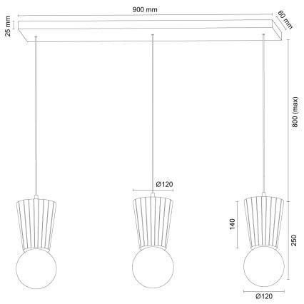 Argon 6357 - Підвісний світильник для ванної на тросі VOLANTE 3xG9/6W/230V IP44 бежевий
