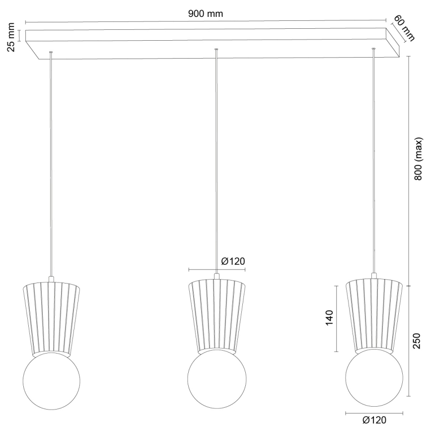 Argon 6358 - Люстра для ванної кімнати на тросі VOLANTE 3xG9/6W/230V IP44 коричнева