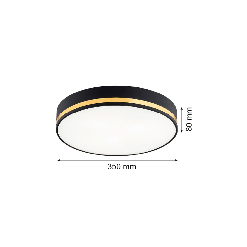 Argon 7041 - Стельовий світильник AMORE 2xE27/15W/230V діаметр 35 см чорний/золотий