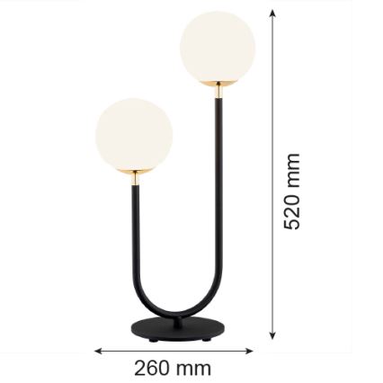 Argon 7072 - Настільна лампа FERRONE 2xE14/7W/230V чорний/білий/золотий