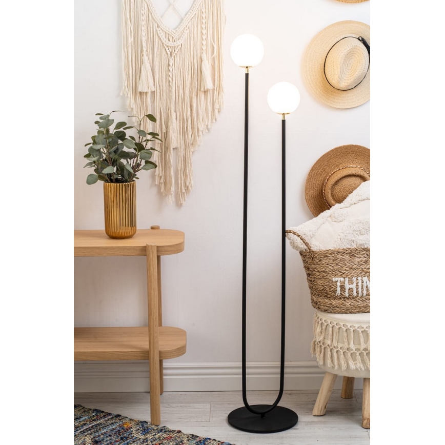 Argon 7073 - Торшер FERRONE 2xE14/7W/230V чорний/білий/золотий