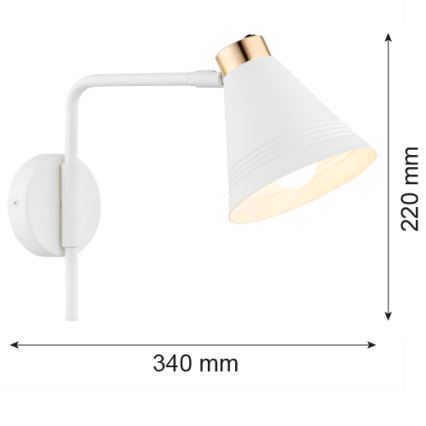 Argon 8006 - Настенная лампа AVALONE 1xE27/15W/230V 34 cm белая/золотая
