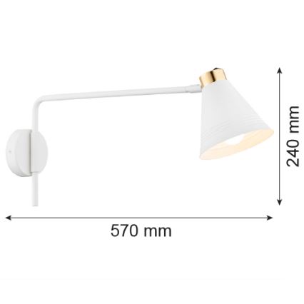 Argon 8007 - Настенная лампа AVALONE 1xE27/15W/230V 57 cm белая/золотая