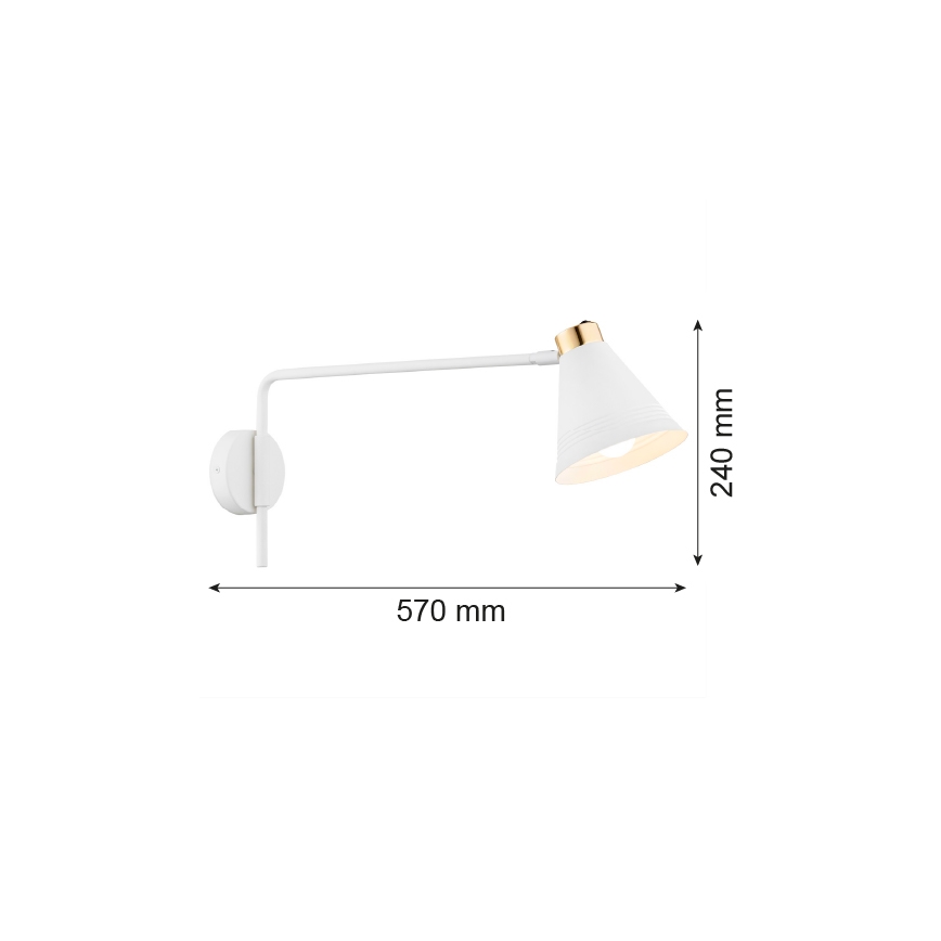 Argon 8007 - Настенная лампа AVALONE 1xE27/15W/230V 57 cm белая/золотая