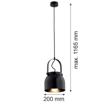 Argon 8281 - Підвісна люстра LOGAN 1xE27/15W/230V діаметр 20 см чорний