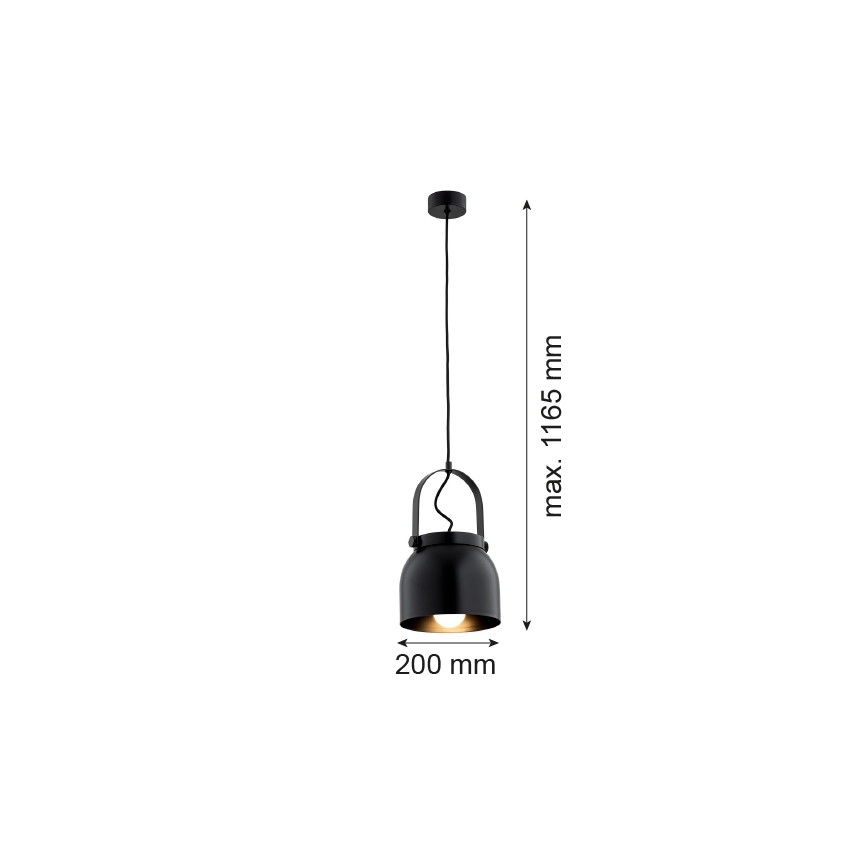 Argon 8281 - Підвісна люстра LOGAN 1xE27/15W/230V діаметр 20 см чорний