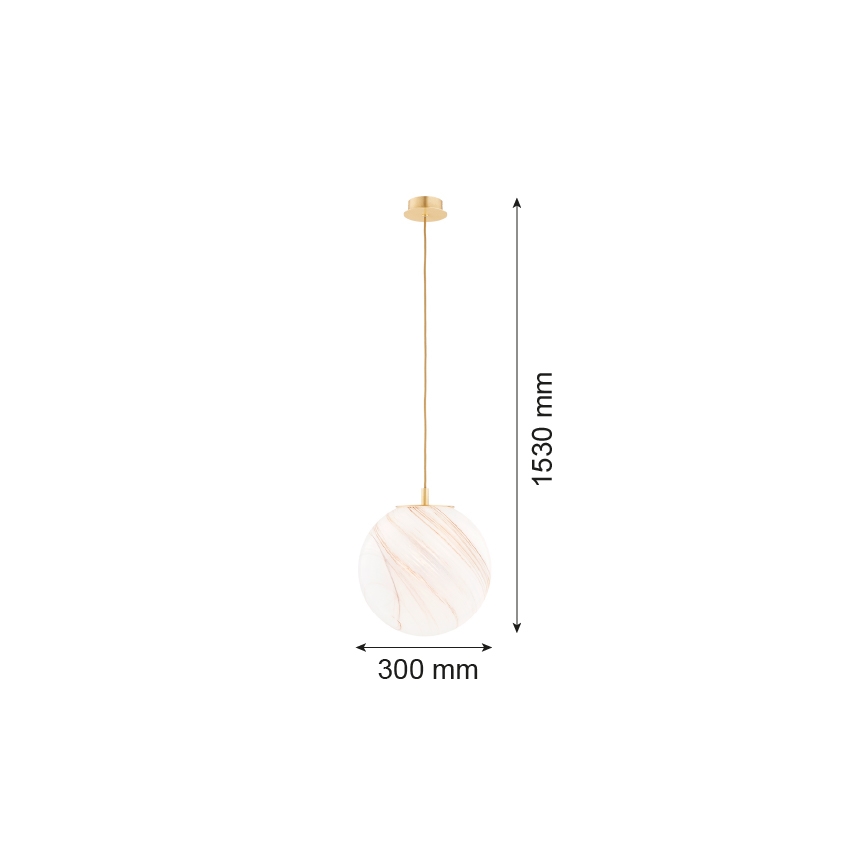 Argon 8448 - Подвесная люстра ALMIROS 1xE27/15W/230V диаметр 30 см алебастр золотистый