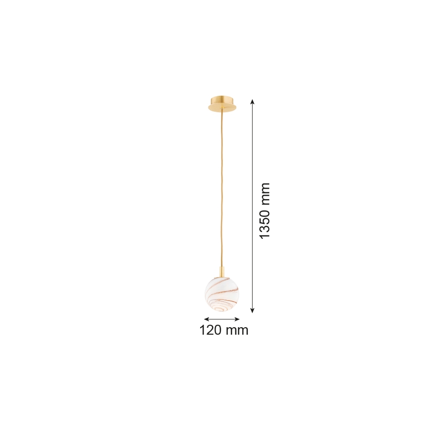 Argon 8450 - Підвісна люстра ALMIROS 1xE14/7W/230V діаметр 12 см алебастровий золотий