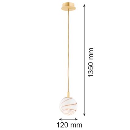 Argon 8450 - Подвесная люстра ALMIROS 1xE14/7W/230V диаметр 12 см алебастр золотистый
