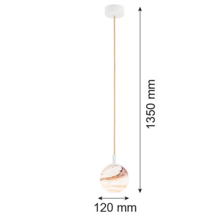 Argon 8451 - Подвесная люстра ALMIROS 1xE14/7W/230V диаметр 12 см алебастр белый/золотистый
