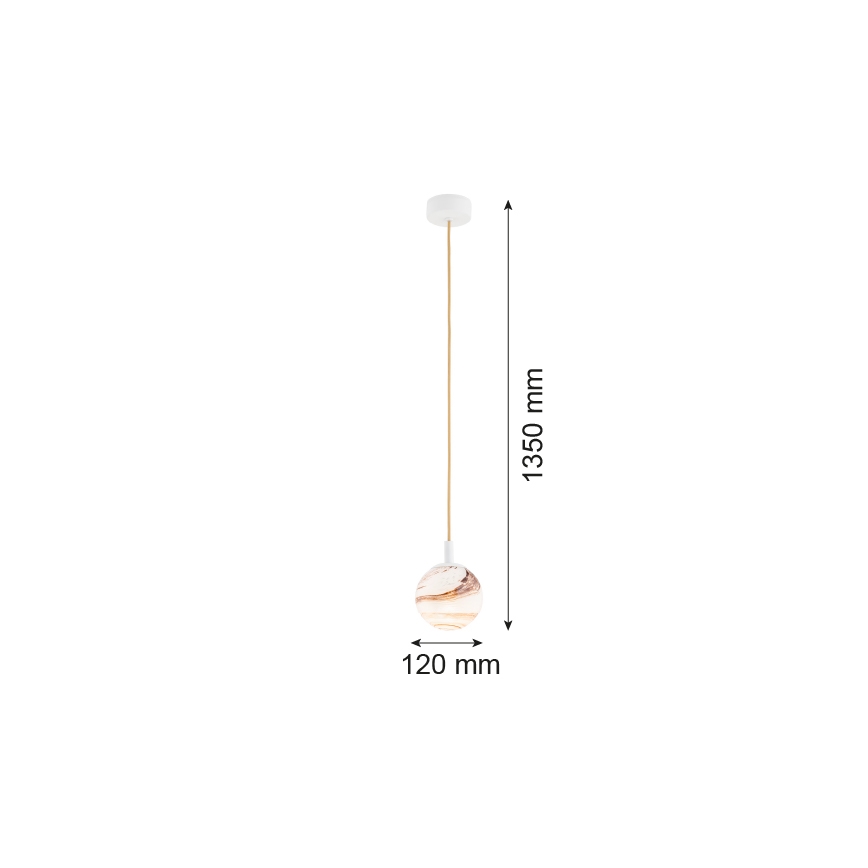Argon 8451 - Подвесная люстра ALMIROS 1xE14/7W/230V диаметр 12 см алебастр белый/золотистый