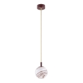 Argon 8452 - Подвесная люстра ALMIROS 1xE14/7W/230V диаметр 12 см алебастр коричневый/золотистый