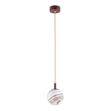 Argon 8452 - Подвесная люстра ALMIROS 1xE14/7W/230V диаметр 12 см алебастр коричневый/золотистый