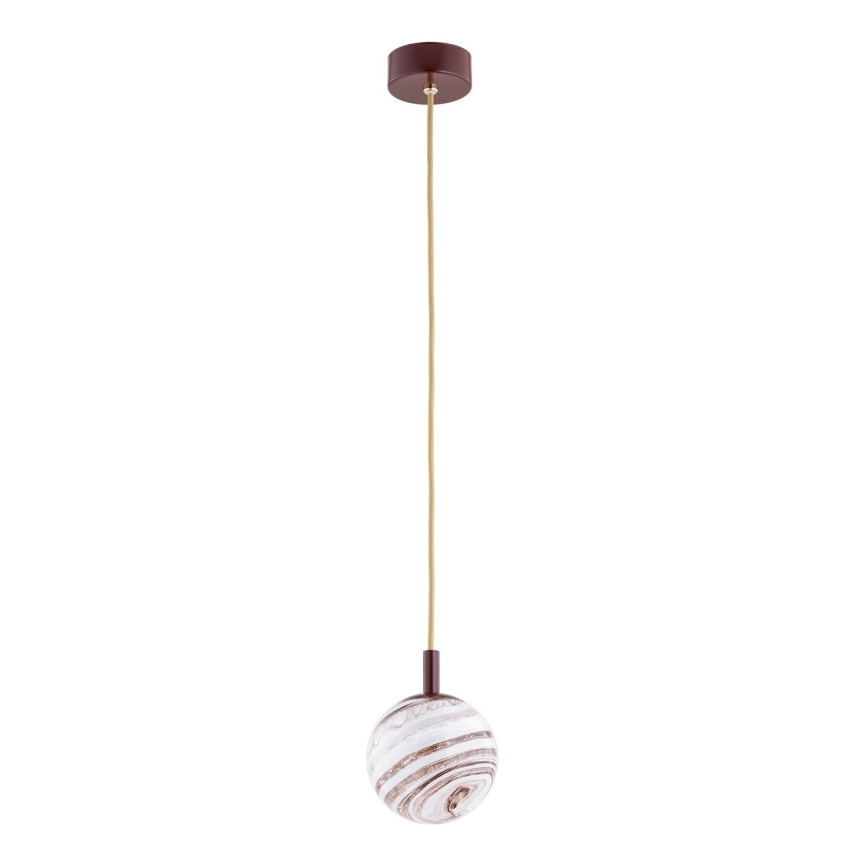 Argon 8452 - Подвесная люстра ALMIROS 1xE14/7W/230V диаметр 12 см алебастр коричневый/золотистый