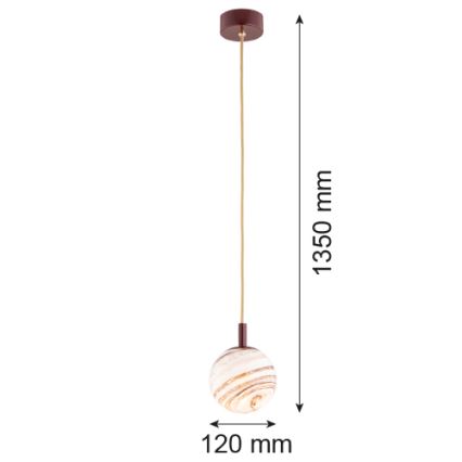 Argon 8452 - Подвесная люстра ALMIROS 1xE14/7W/230V диаметр 12 см алебастр коричневый/золотистый