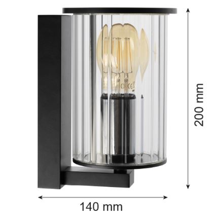 Argon 8748 - Вуличний настінний світильник NORFOLK 1xE27/15W/230V IP44 чорний