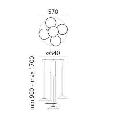 Artemide 0355030A - Светодиодная подвесная люстра с регулированием яркости ORSA CLUSTER LED/37W/230V 3000K