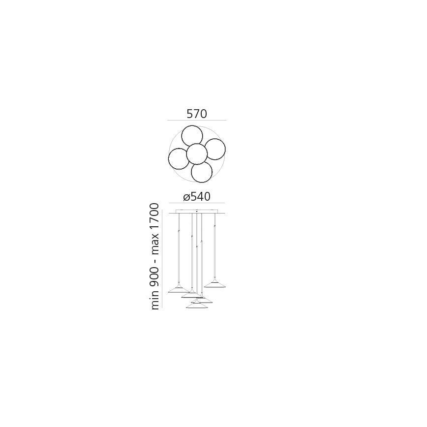 Artemide 0355030A - Светодиодная подвесная люстра с регулированием яркости ORSA CLUSTER LED/37W/230V 3000K