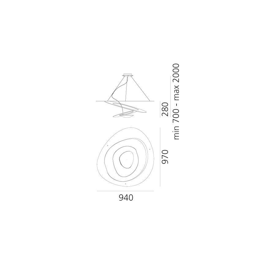 Artemide 1239010A - Підвісна люстра PIRCE 1xR7s/11W/230V 97 см білий