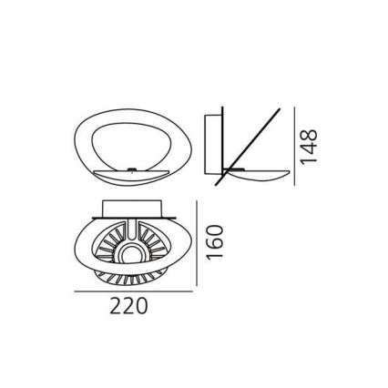 Artemide 1248020A - Светодиодный настенный светильник с регулированием яркости PIRCE LED/27W/230V 3000K золотистый