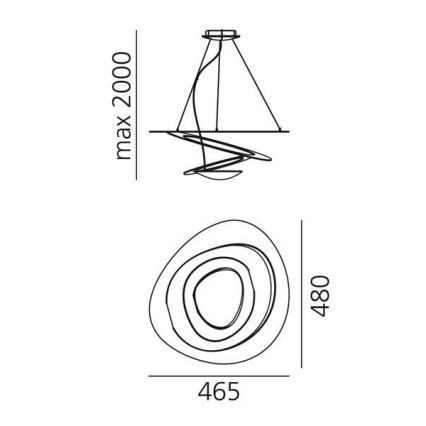 Artemide 1249020A - Светодиодная подвесная люстра с регулированием яркости PIRCE LED/27W/230V 3000K золотистый