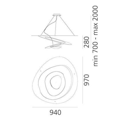 Artemide 1254120A - Світлодіодна підвісна люстра з регулюванням яскравості PIRCE LED/44W/230V 3000K золотий