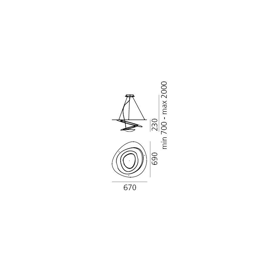 Artemide 1256120A - Світлодіодна підвісна люстра з регулюванням яскравості PIRCE LED/44W/230V 3000K золотий