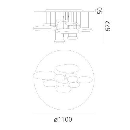 Artemide 1366110A - Пристельова LED люстра з регулюванням яскравості MERCURY LED/58W/230V 3000K