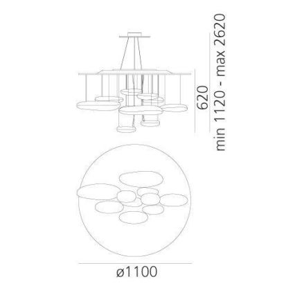 Artemide 1367110A - Світлодіодна підвісна люстра з регулюванням яскравості MERCURY LED/58W/230V 3000K