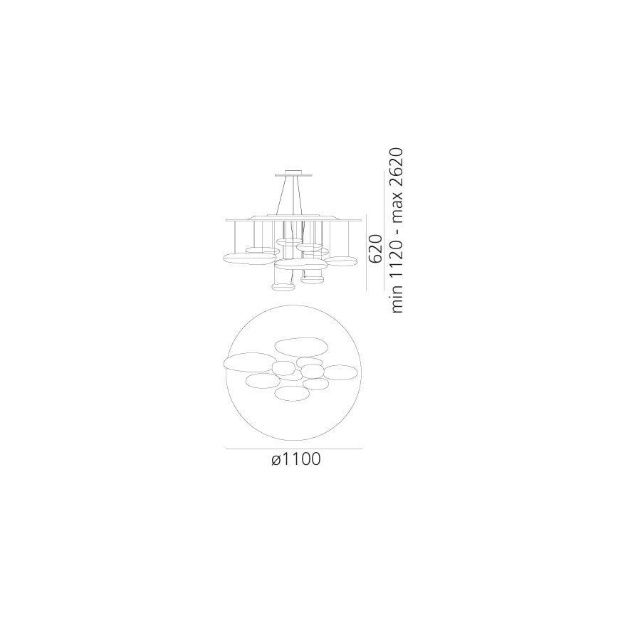 Artemide 1367110A - Світлодіодна підвісна люстра з регулюванням яскравості MERCURY LED/58W/230V 3000K