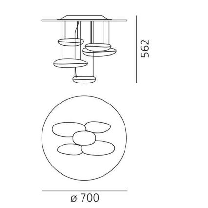 Artemide 1476110A - Светодиодная припотолочная люстра с регулированием яркости MERCURY LED/29W/230V 3000K