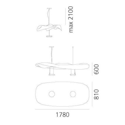 Artemide 1513010A - Подвесная люстра COSMIC АНГЕЛ 2xR7s/11W/230V блестящий хром