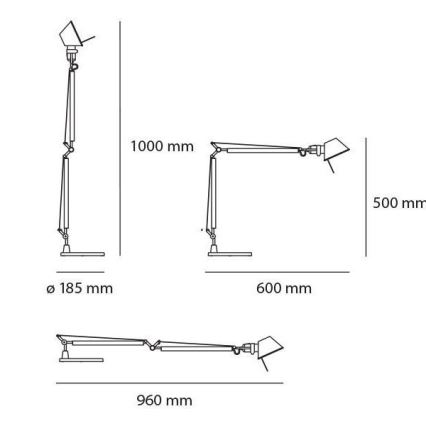 Artemide AR A015100+AR A003900 KOMPLET - Світлодіодна настільна лампа з регульованою яскравістю TOLOMEO MIDI 1xLED/9W/230V