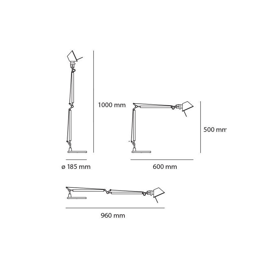 Artemide AR A015100+AR A003900 KOMPLET - Світлодіодна настільна лампа з регульованою яскравістю TOLOMEO MIDI 1xLED/9W/230V