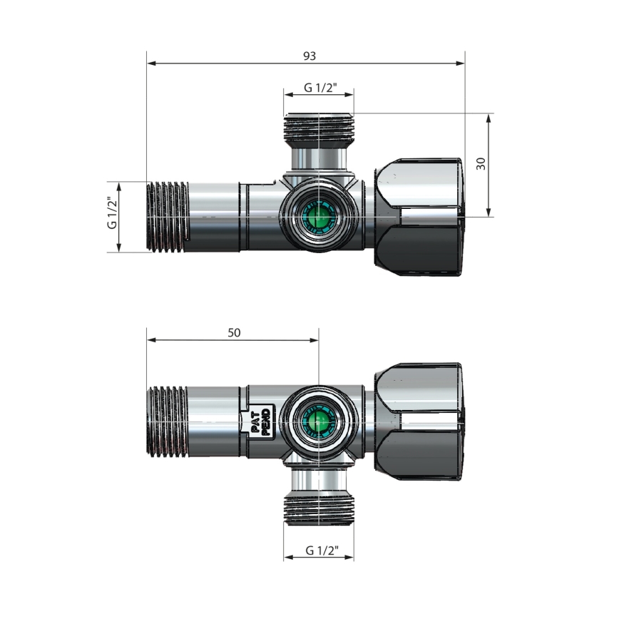 Арко - Кутовий комбінований вентиль АРКО блискучий хром