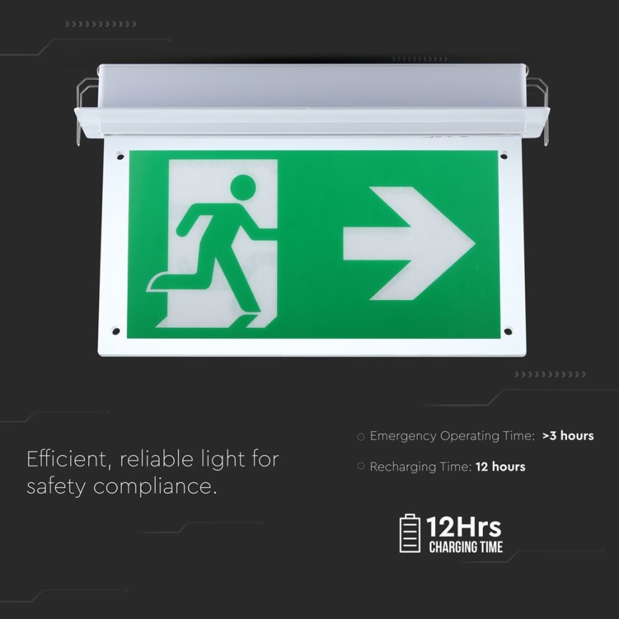 Аварійний LED світильник EMERGENCY EXIT SAMSUNG CHIP LED/2W/230V 6000K