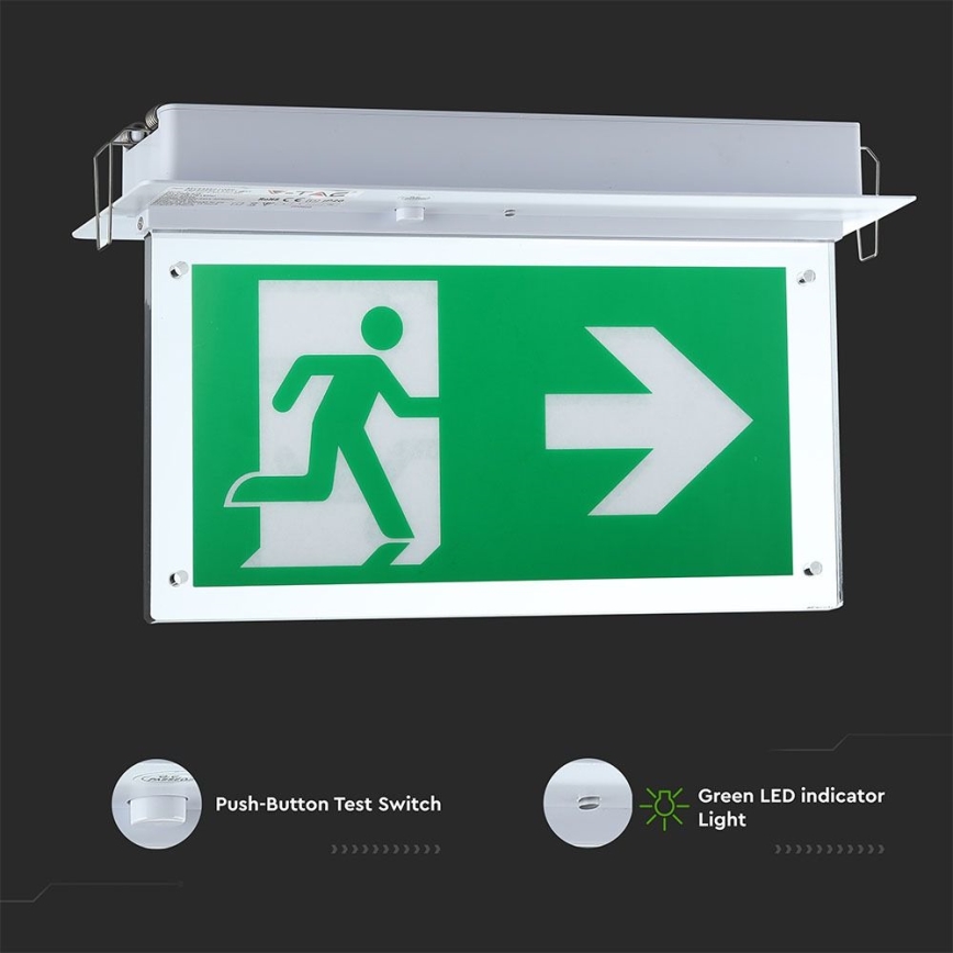 Аварійний LED світильник EMERGENCY EXIT SAMSUNG CHIP LED/2W/230V 6000K
