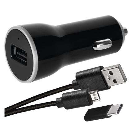 Автомобильное зарядное устройство 2,1A + кабель micro USB