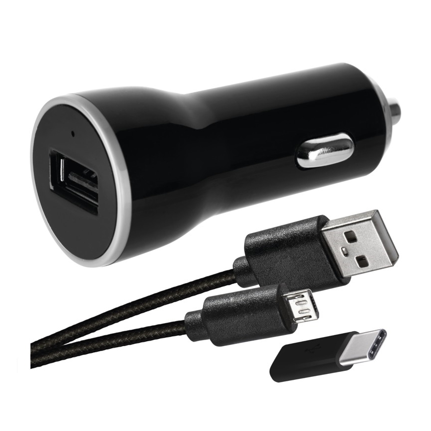 Автомобильное зарядное устройство 2,1A + кабель micro USB