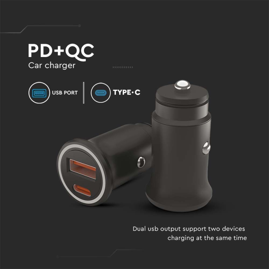 Автомобильное зарядное устройство Power Delivery 20W 12-24V/3A USB/C черный